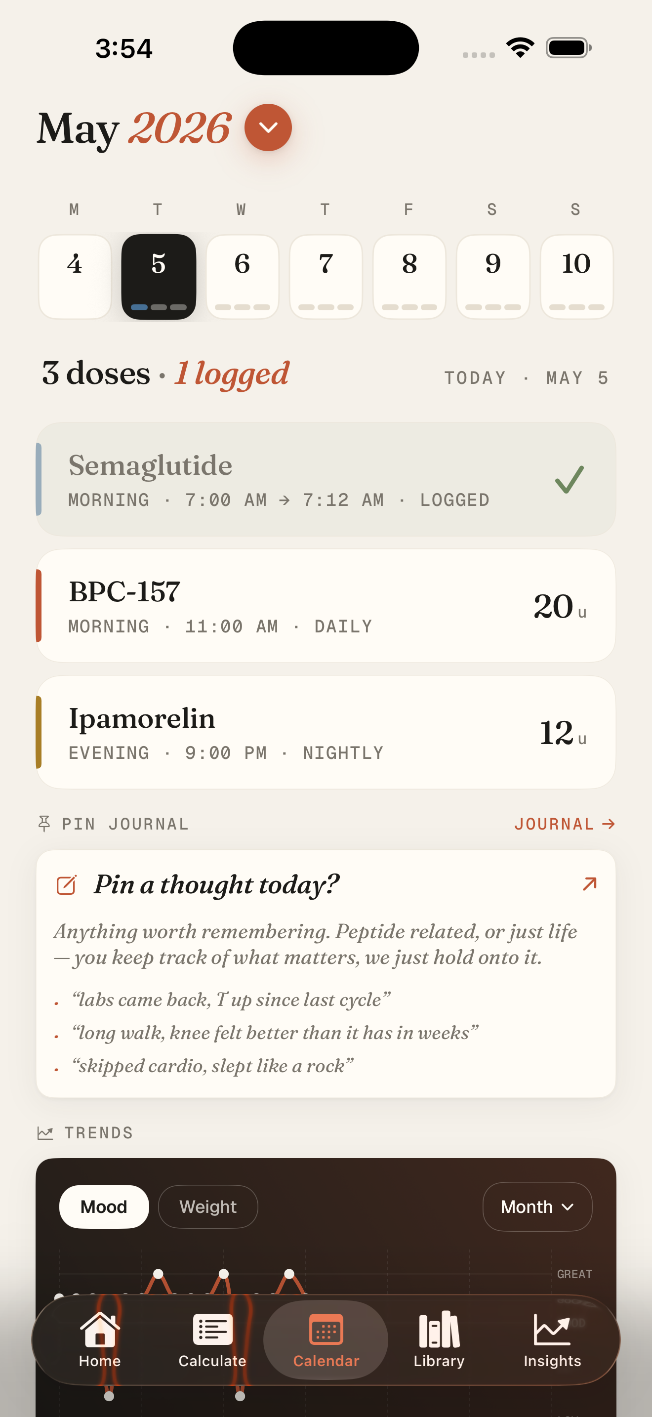 Calendar with journal prompts