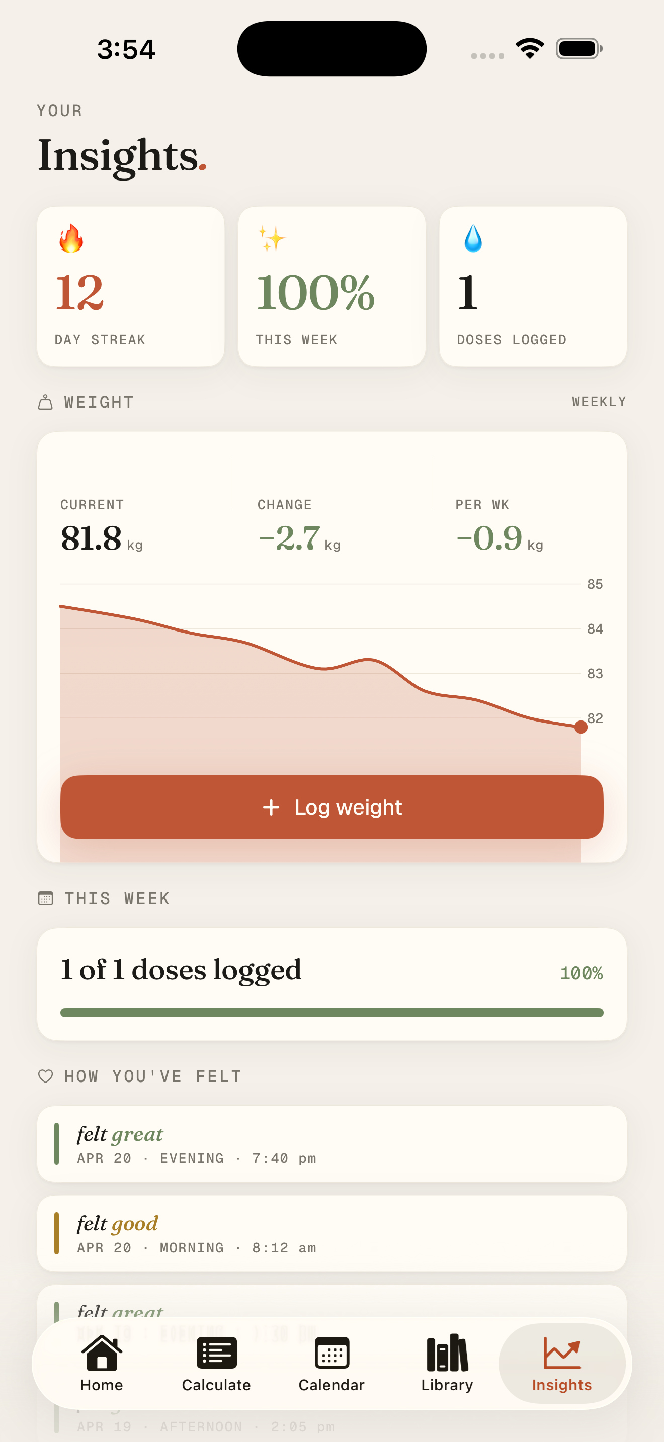 Insights with streaks and trends