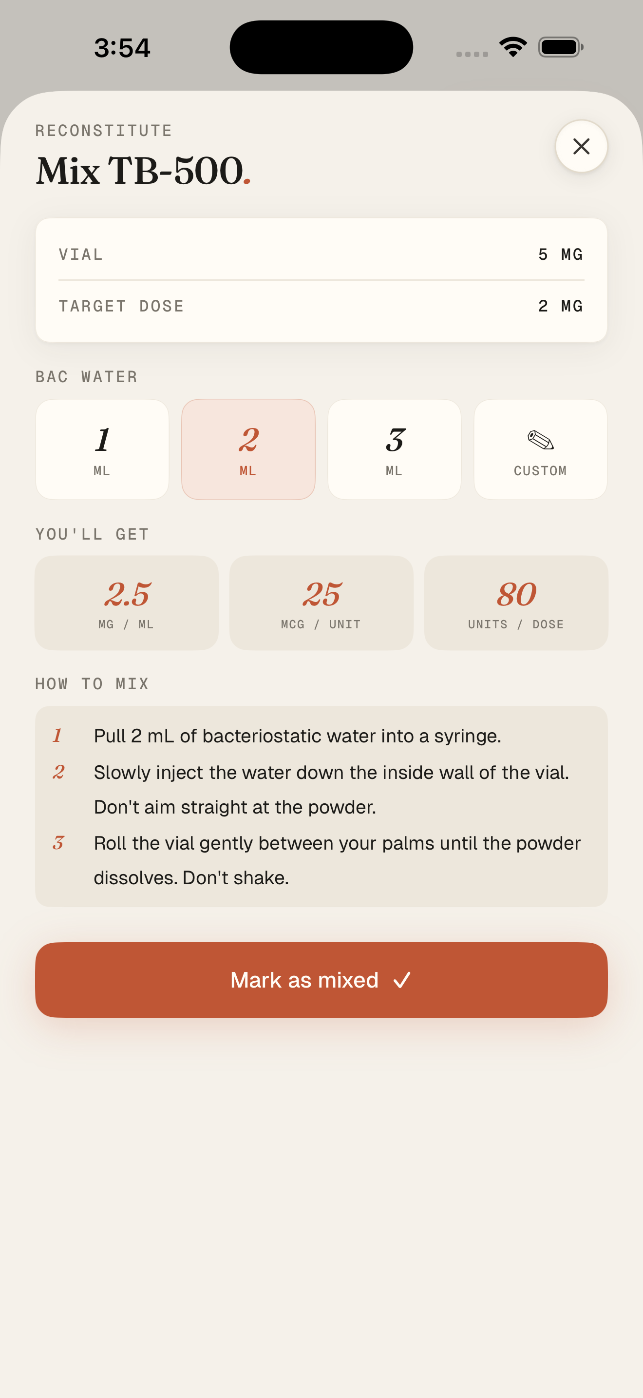 Reconstitution calculator